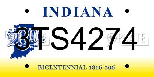 3TS4274 Indiana License Plate