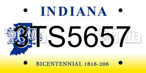 3TS5657 Indiana License Plate