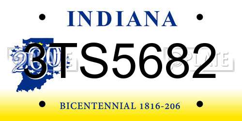3TS5682 Indiana License Plate