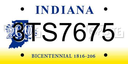 3TS7675 Indiana License Plate
