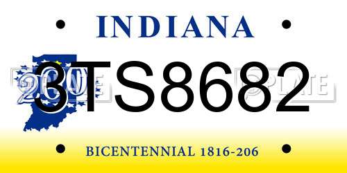 3TS8682 Indiana License Plate
