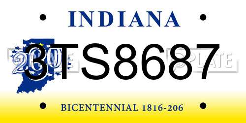 3TS8687 Indiana License Plate