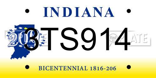 3TS914 Indiana License Plate