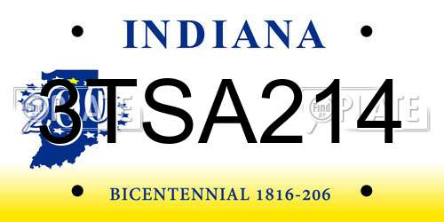 3TSA214 Indiana License Plate