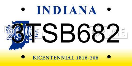3TSB682 Indiana License Plate