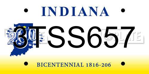 3TSS657 Indiana License Plate
