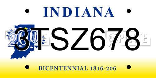 3TSZ678 Indiana License Plate