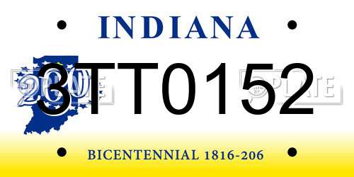 3TT0152 Indiana License Plate