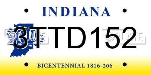 3TTD152 Indiana License Plate