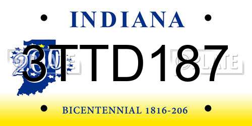 3TTD187 Indiana License Plate