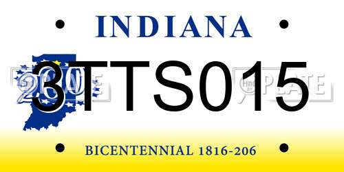 3TTS015 Indiana License Plate