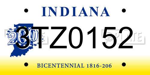 3TZ0152 Indiana License Plate