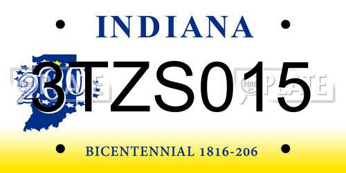 3TZS015 Indiana License Plate