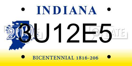 3U12E5 Indiana License Plate