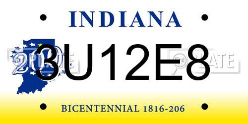 3U12E8 Indiana License Plate