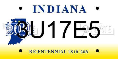 3U17E5 Indiana License Plate
