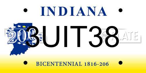 3UIT38 Indiana License Plate
