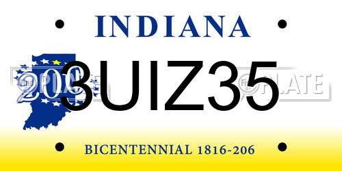 3UIZ35 Indiana License Plate