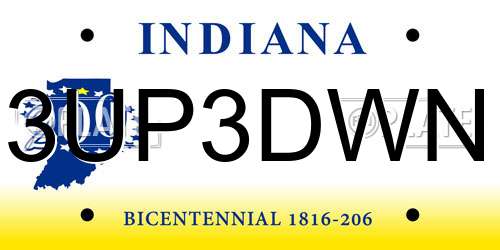 3UP3DWN Indiana License Plate