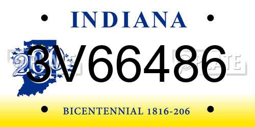3V66486 Indiana License Plate
