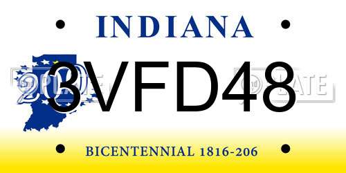 3VFD48 Indiana License Plate