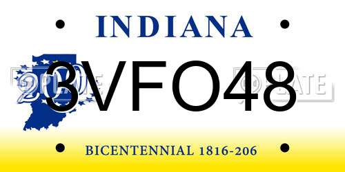 3VFO48 Indiana License Plate