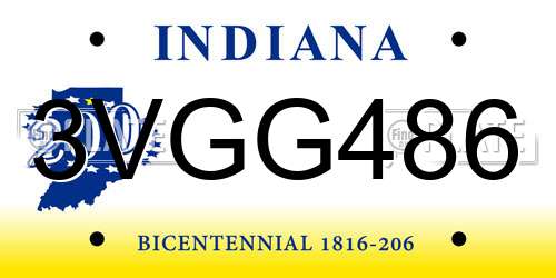 3VGG486 Indiana License Plate