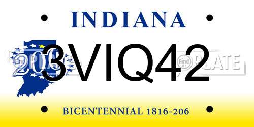 3VIQ42 Indiana License Plate