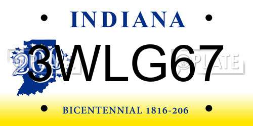 3WLG67 Indiana License Plate
