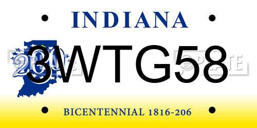 3WTG58 Indiana License Plate