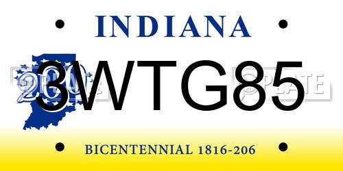 3WTG85 Indiana License Plate