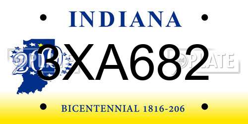 3XA682 Indiana License Plate