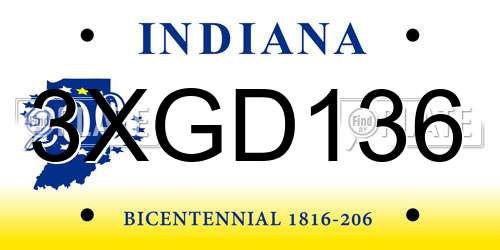 3XGD136 Indiana License Plate