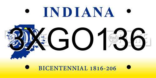 3XGO136 Indiana License Plate