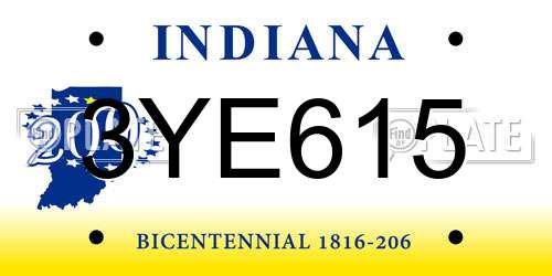 3YE615 Indiana License Plate