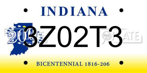 3Z02T3 Indiana License Plate