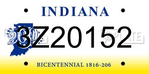 3Z20152 Indiana License Plate