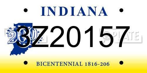 3Z20157 Indiana License Plate