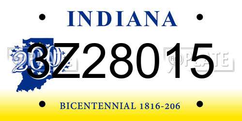3Z28015 Indiana License Plate