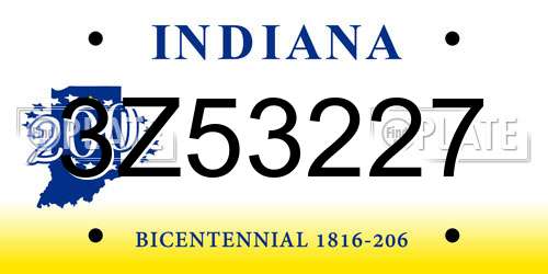 3Z53227 Indiana License Plate