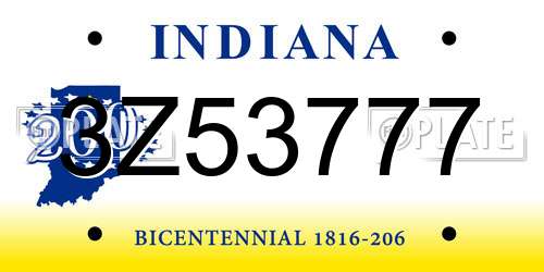 3Z53777 Indiana License Plate