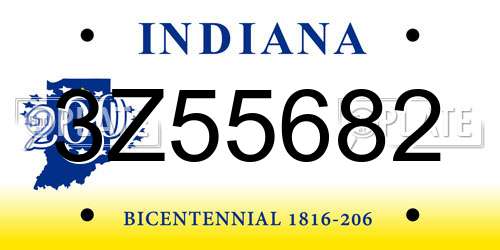 3Z55682 Indiana License Plate