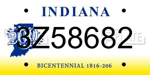 3Z58682 Indiana License Plate