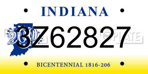 3Z62827 Indiana License Plate