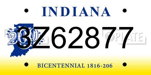 3Z62877 Indiana License Plate