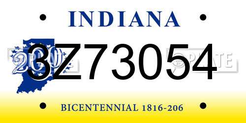 3Z73054 Indiana License Plate