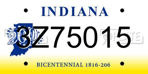 3Z75015 Indiana License Plate