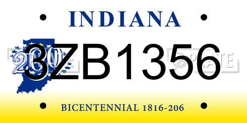 3ZB1356 Indiana License Plate