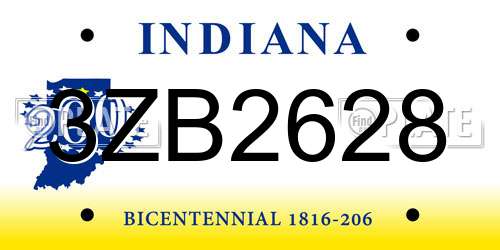 3ZB2628 Indiana License Plate