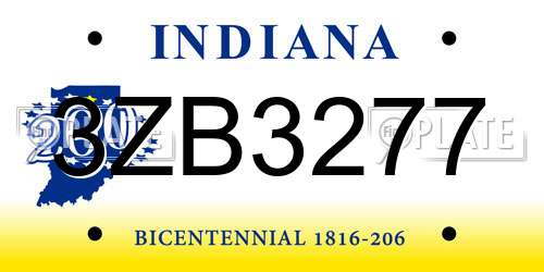 3ZB3277 Indiana License Plate